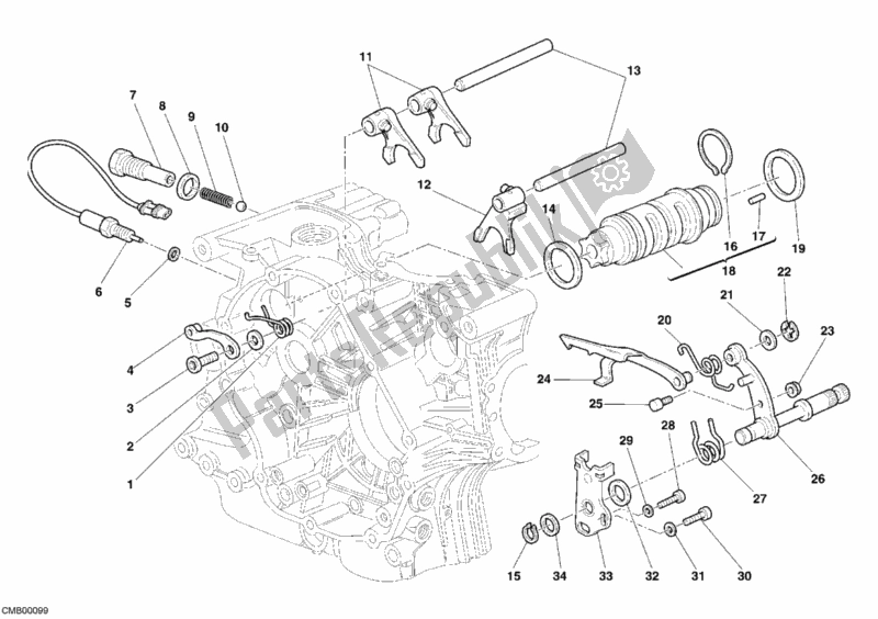 All parts for the Shift Cam - Fork of the Ducati Monster S2R 800 USA 2006